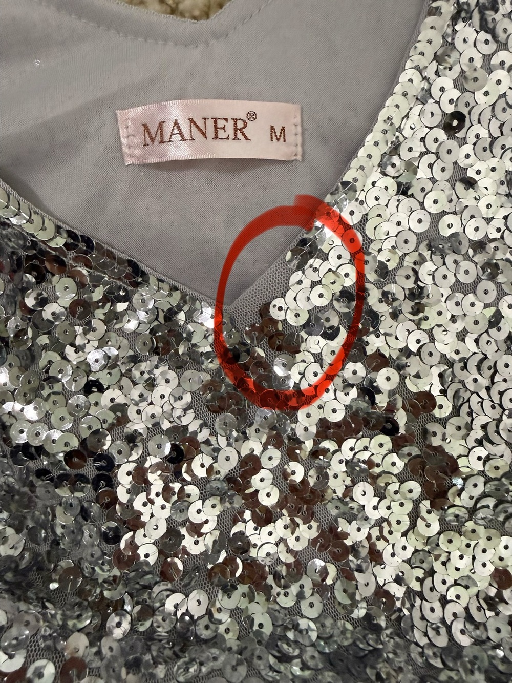 Silver Sequin Cocktail Party Dress Size M Sleeveless V Neck Sparkle - Picture 8 of 9